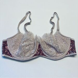 Victoria's Secret Dream Angels Push‎ Up Without Padding Bra 36B Pink Sequins